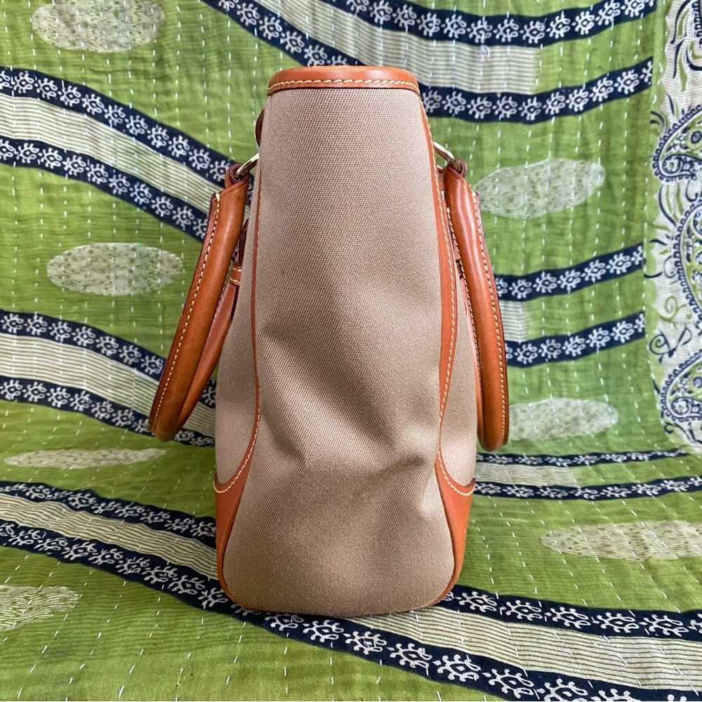 Dooney & Bourke Tan Taylor Shopper Canvas & Leather Large Satchel Tote Bag - Picture 5 of 15